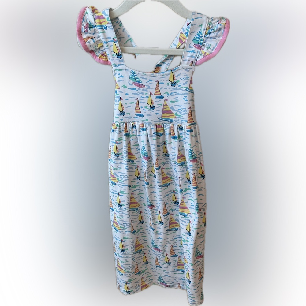 Sailboat Print Kids Dress